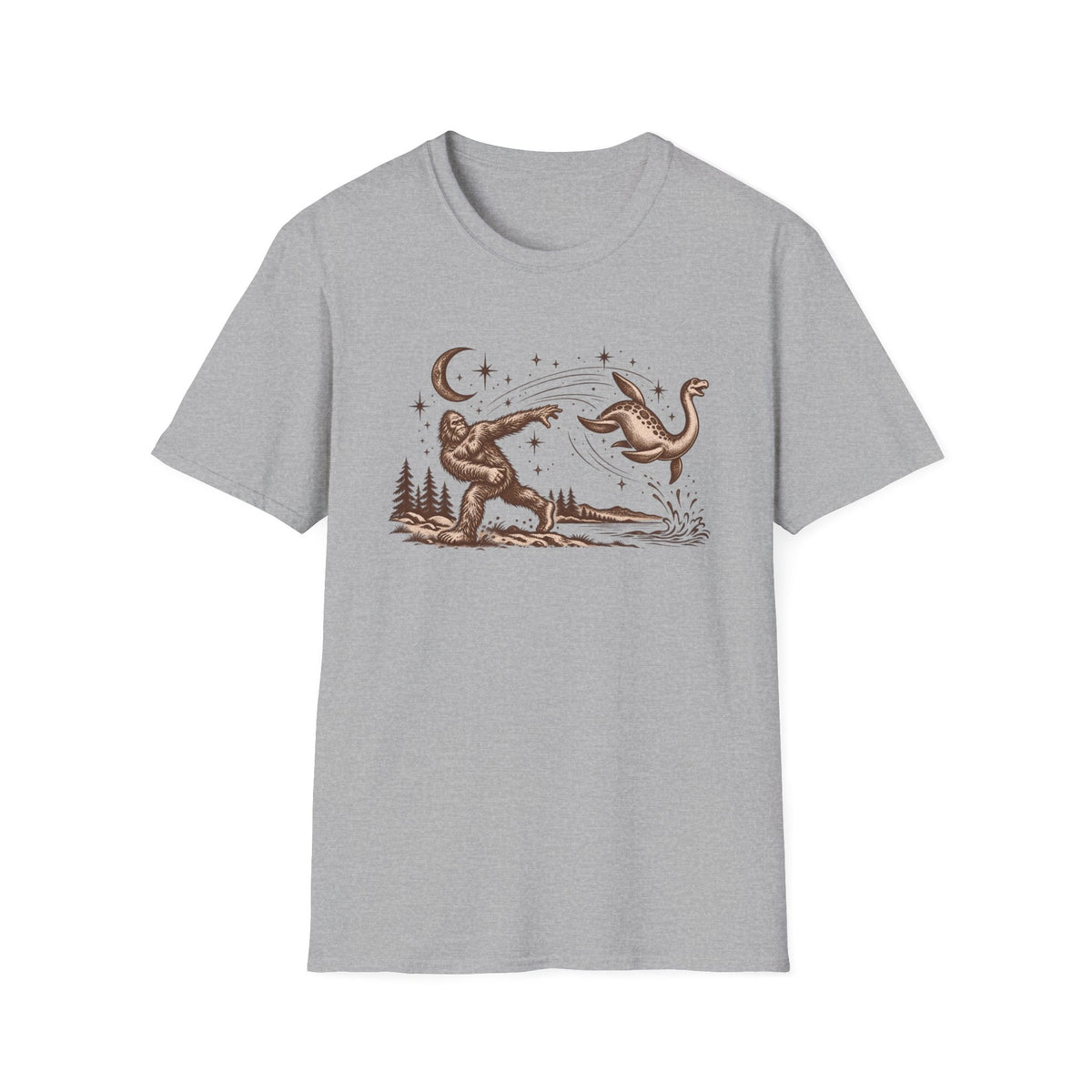 Sasquatch vs. Loch Ness Monster Retro Graphic T-Shirt