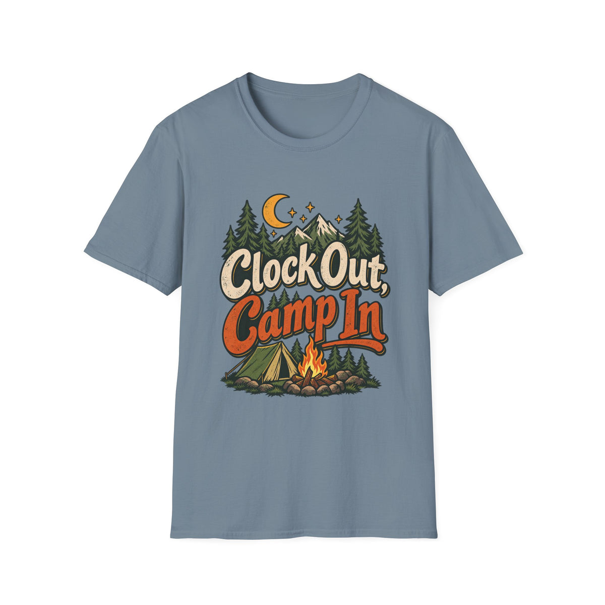 Clock Out, Camp In Camping T-Shirt