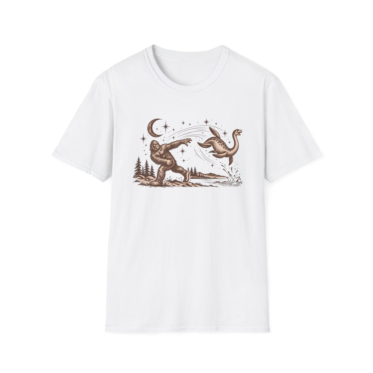 Sasquatch vs. Loch Ness Monster Retro Graphic T-Shirt