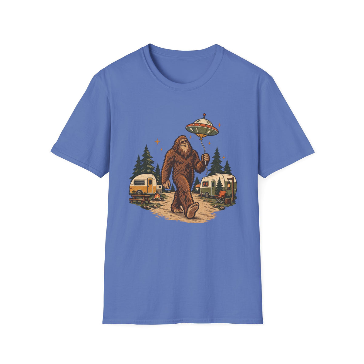 Bigfoot Camping UFO T-Shirt