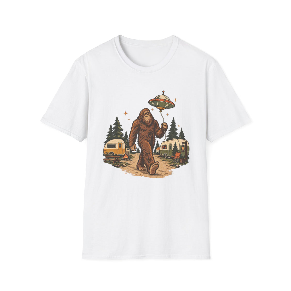 Bigfoot Camping UFO T-Shirt