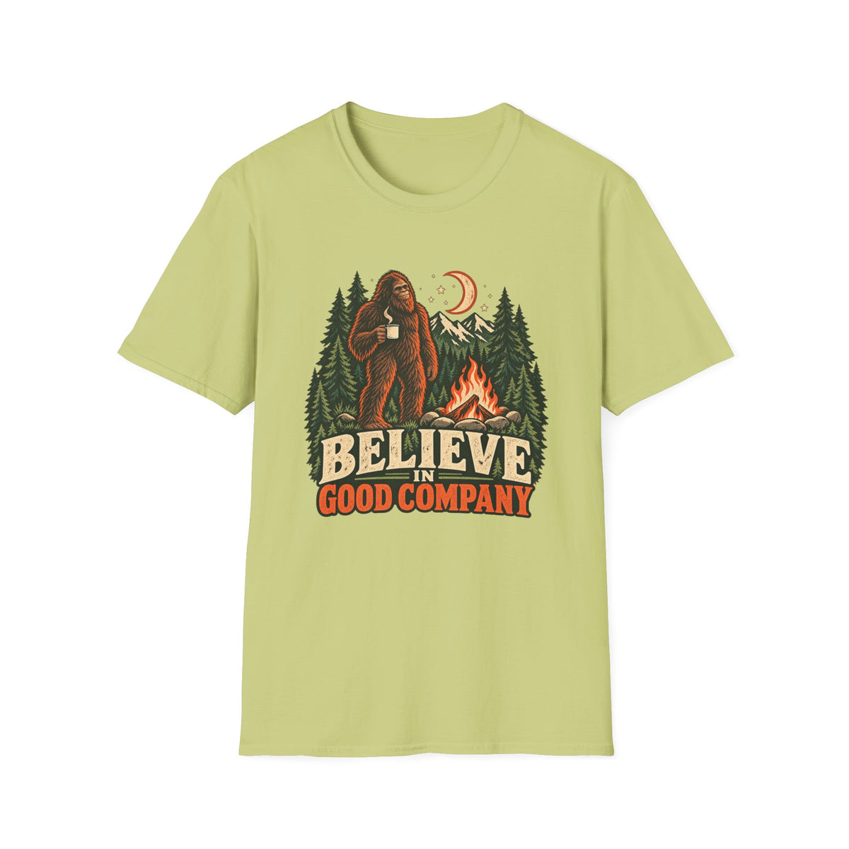 Believe in Good Company Bigfoot Camping T-Shirt