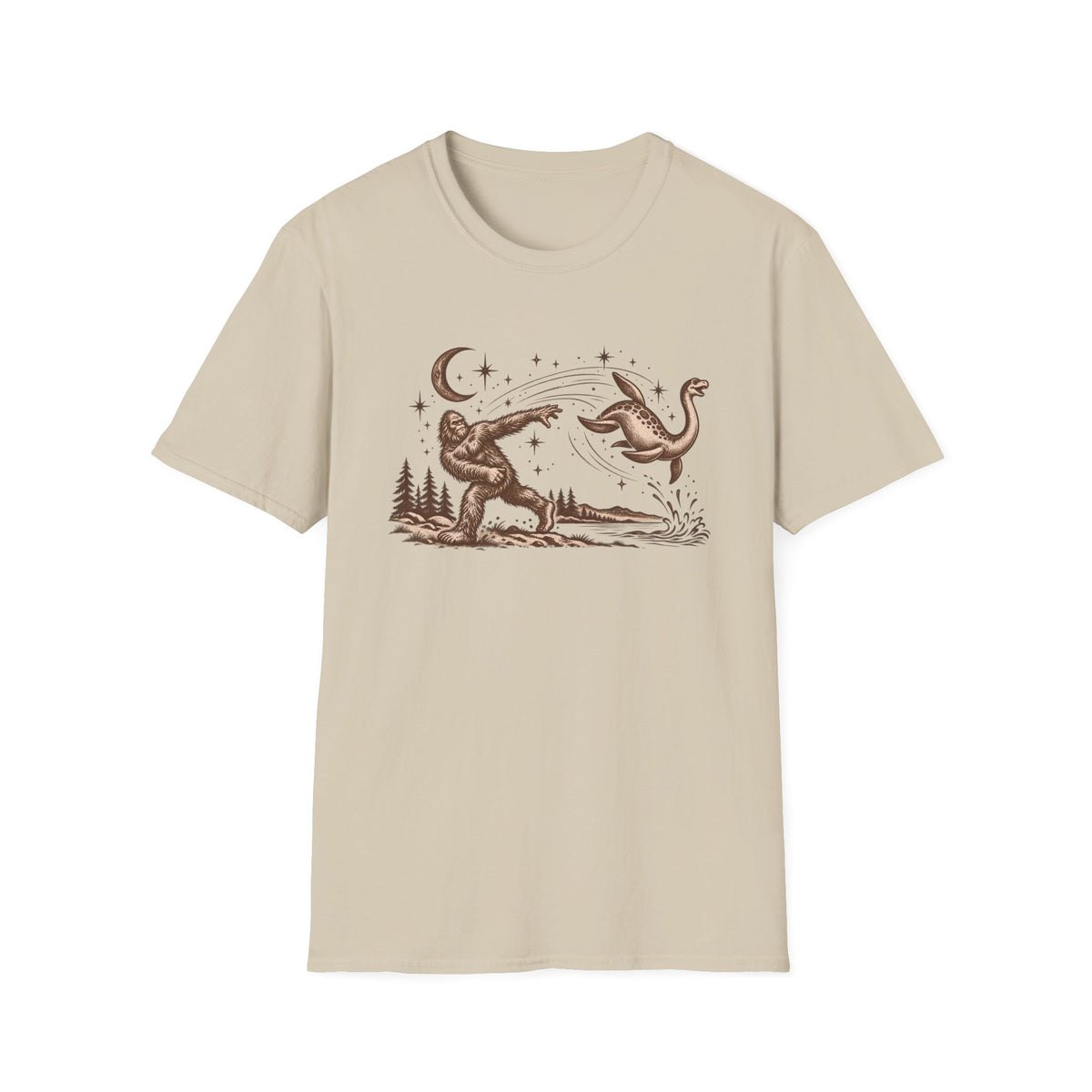 Sasquatch vs. Loch Ness Monster Retro Graphic T-Shirt