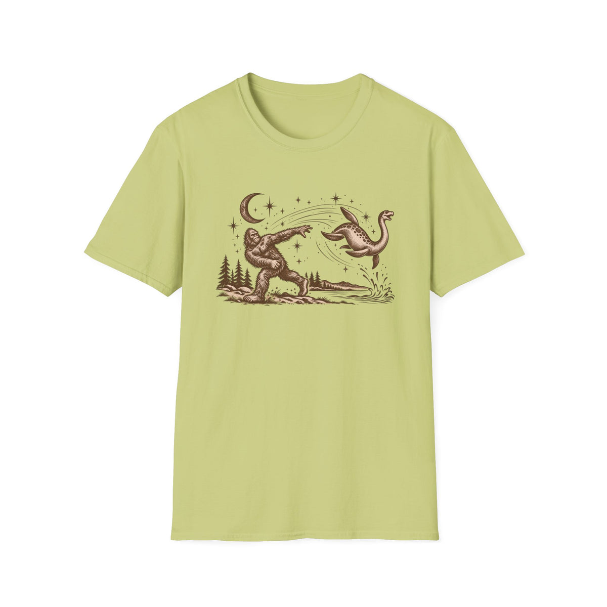 Sasquatch vs. Loch Ness Monster Retro Graphic T-Shirt