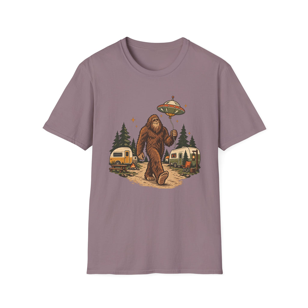 Bigfoot Camping UFO T-Shirt
