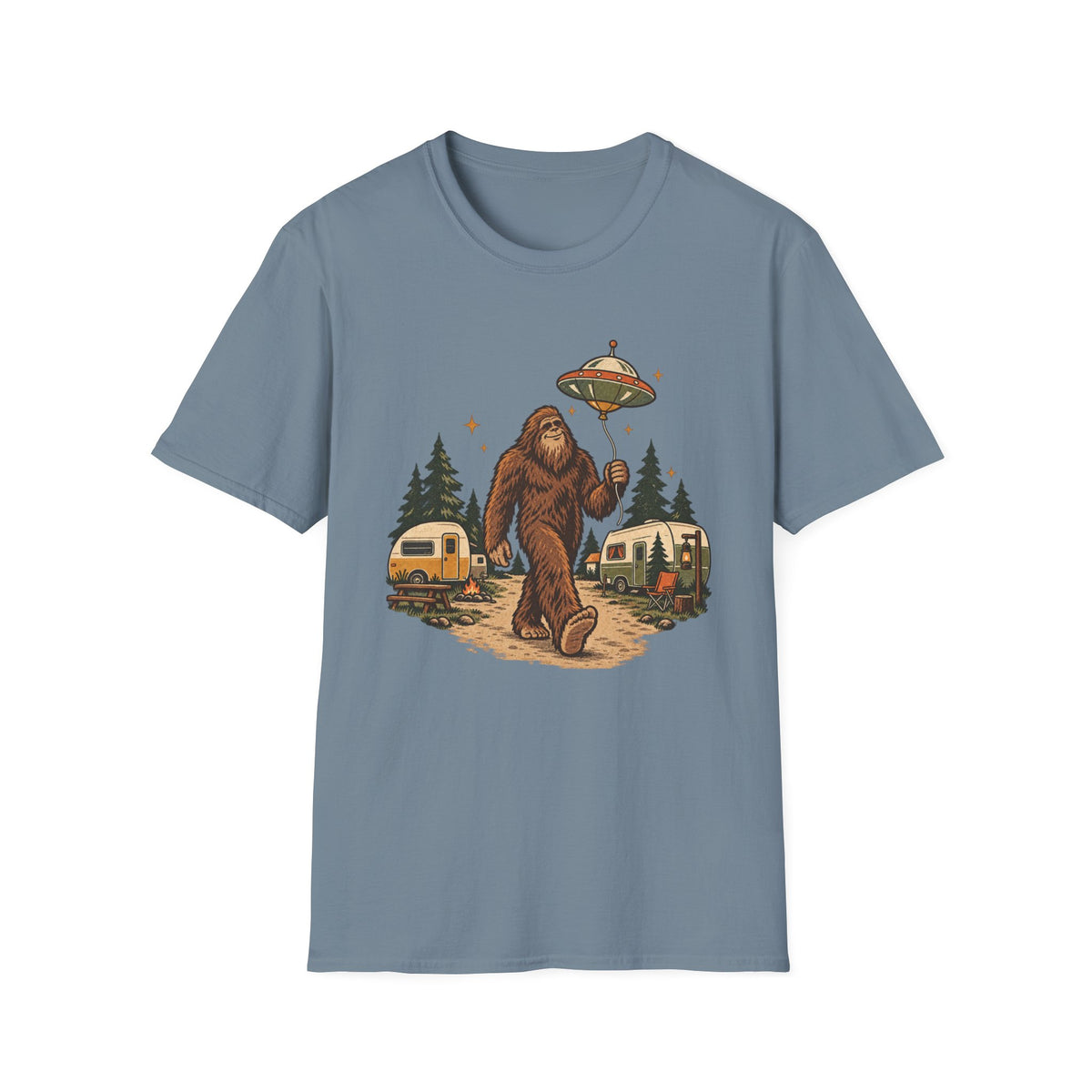 Bigfoot Camping UFO T-Shirt