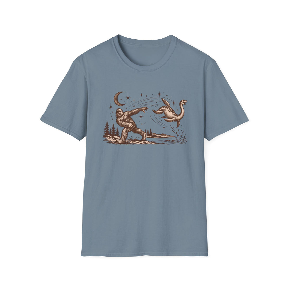 Sasquatch vs. Loch Ness Monster Retro Graphic T-Shirt