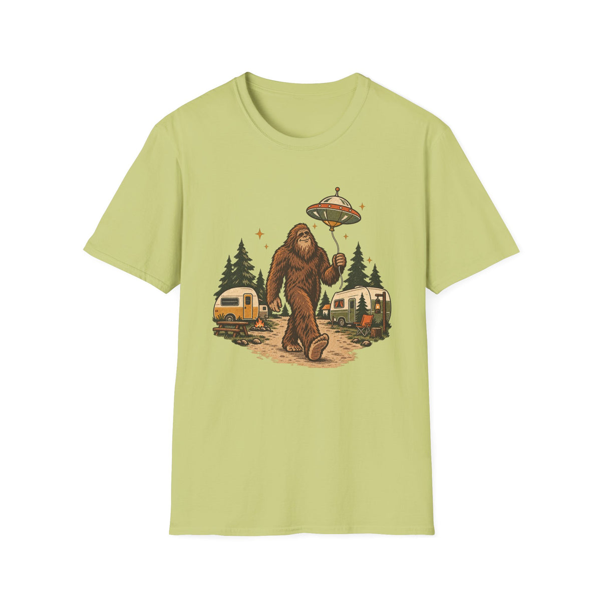 Bigfoot Camping UFO T-Shirt