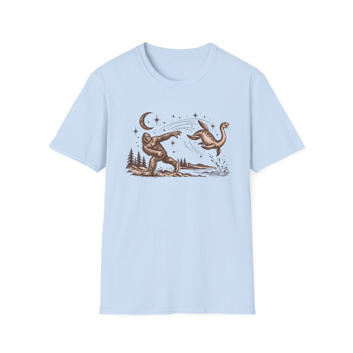 Sasquatch vs. Loch Ness Monster Retro Graphic T-Shirt