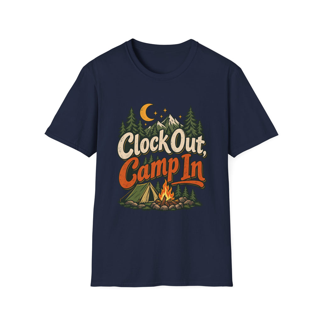 Clock Out, Camp In Camping T-Shirt