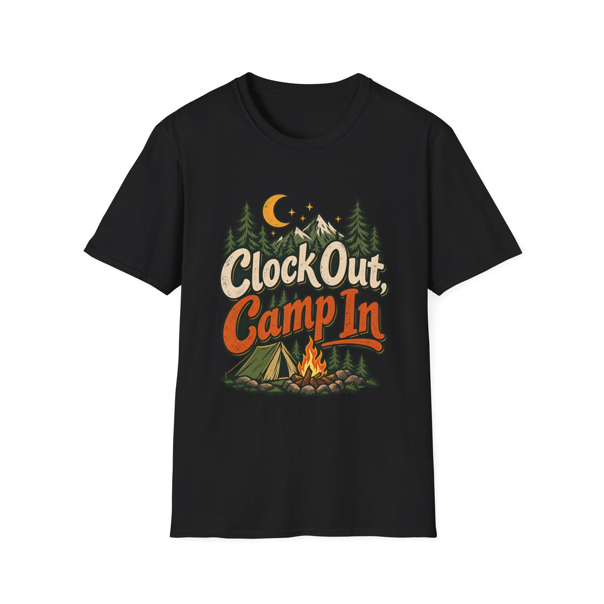 Clock Out, Camp In Camping T-Shirt